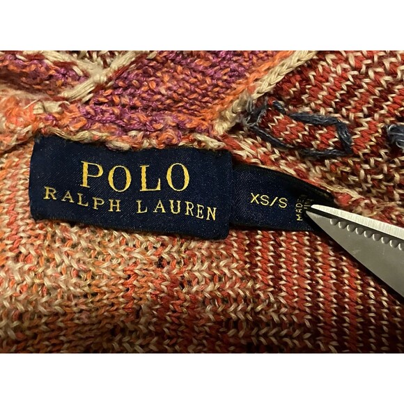 Polo Ralph Lauren Southwest Silk Linen Knit Wrap Poncho Wrap Sweater Small $598 - Picture 6 of 8